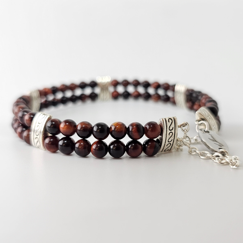 Red Tiger's Eye 4mm Double Strand Bracelet