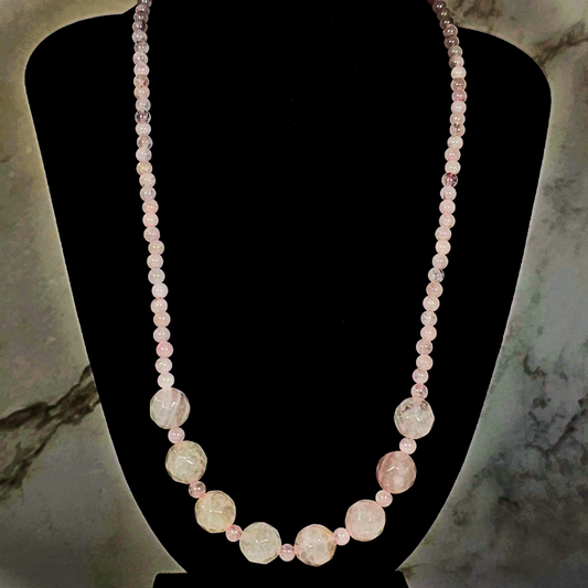 Rose Quartz Faceted Necklace- Aurora
