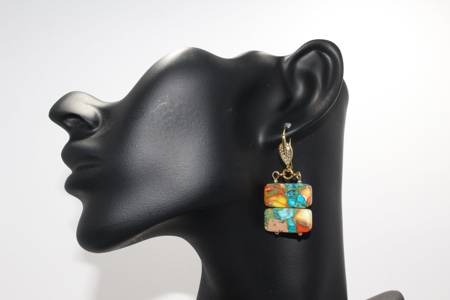 Sky Blue Imperial Jasper Rectangular Earrings Silver – Inner Peace & Serenity