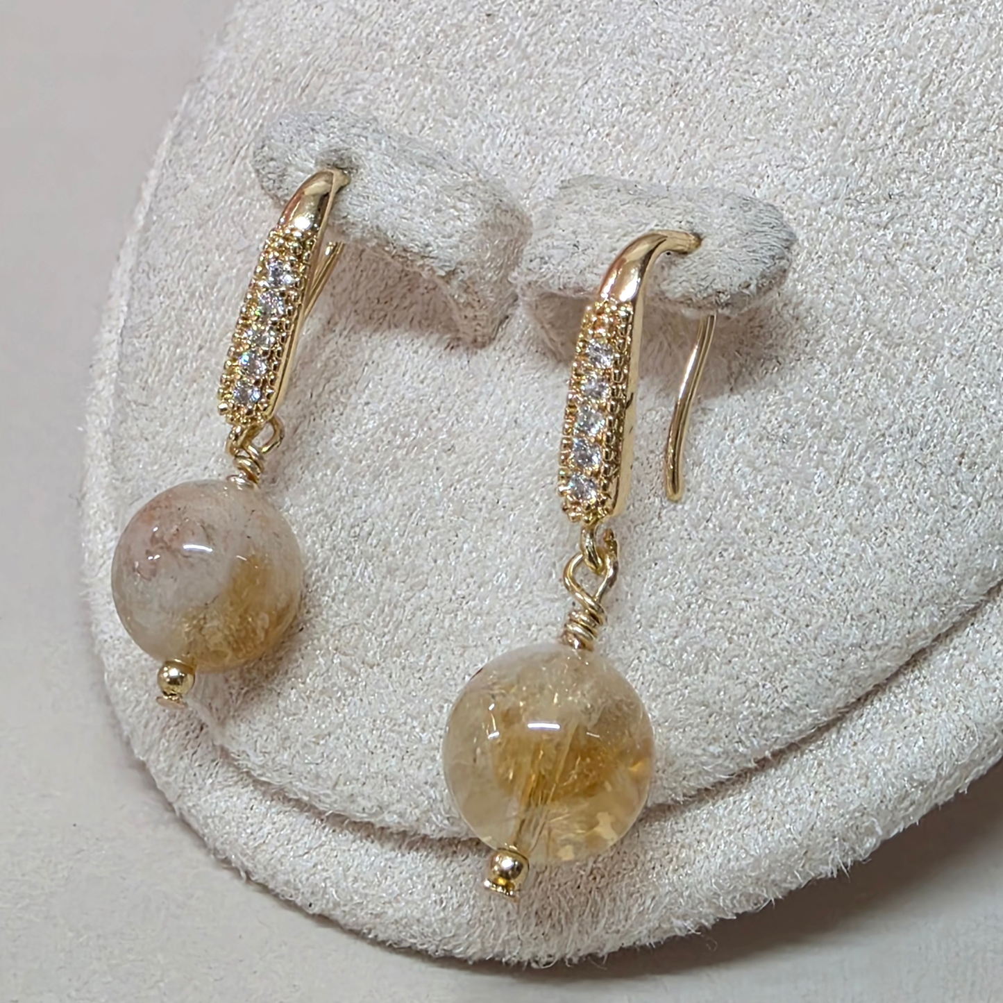 Citrine Drop Earring with Cubic Zirconia