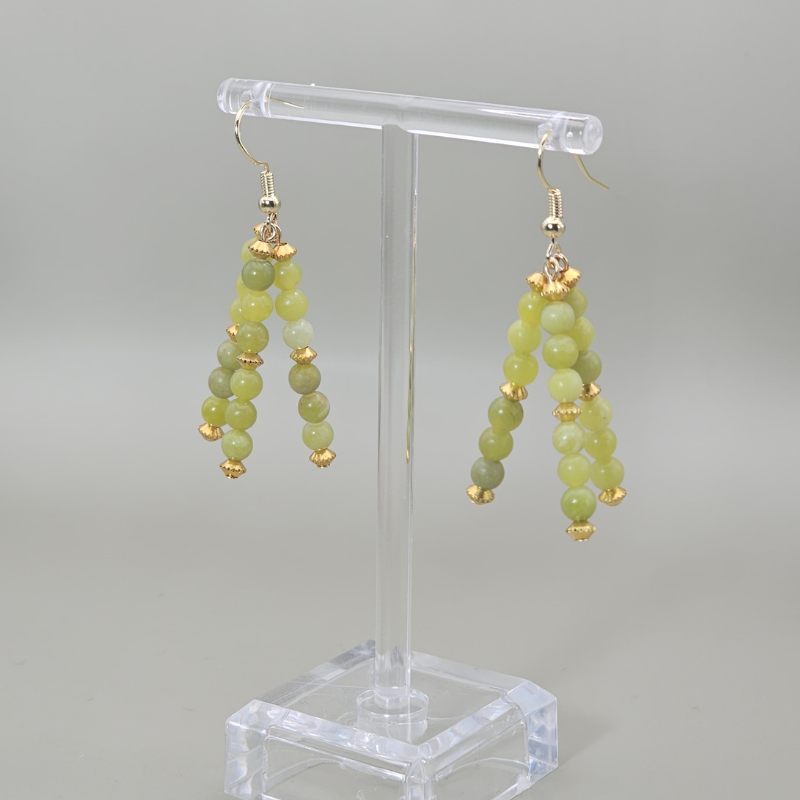 Taiwan Jade Triple Strand Dangle- Gold