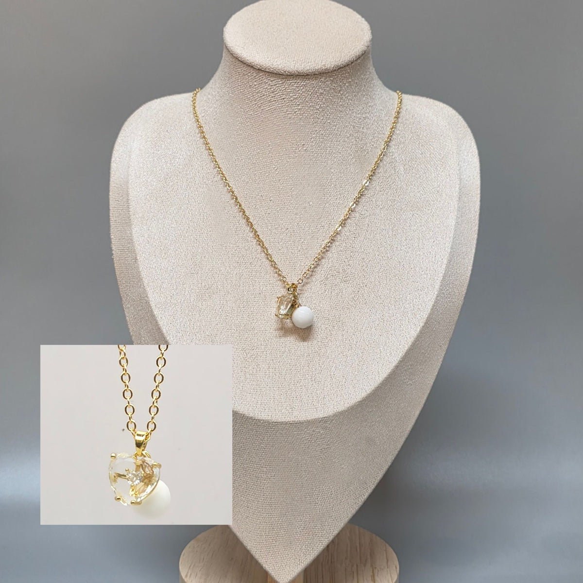 White Jade Faceted Necklace with Pendant
