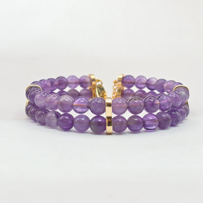 Amethyst 6mm Double Strand Bracelet