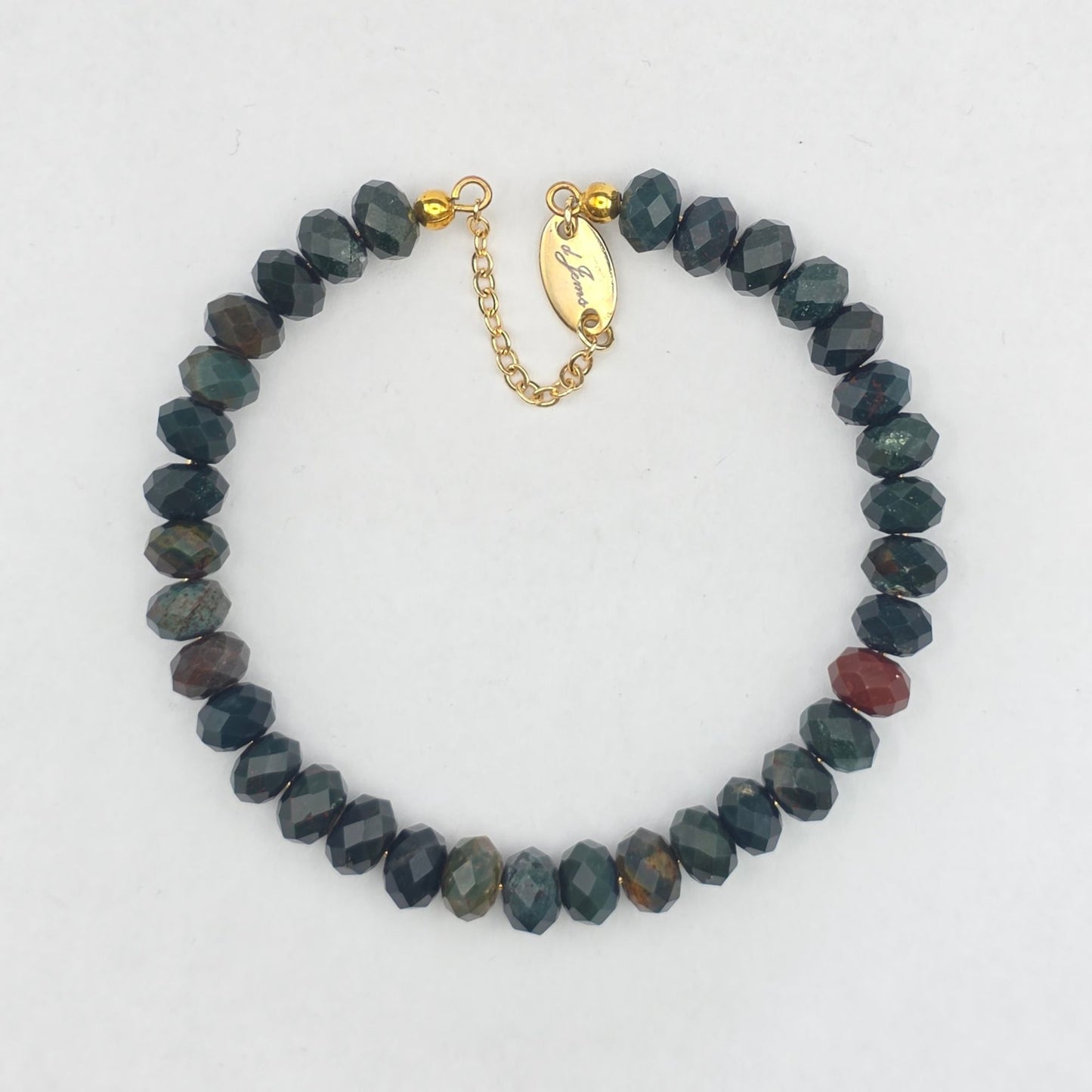 Blood Stone Faceted Rondelle Bracelet