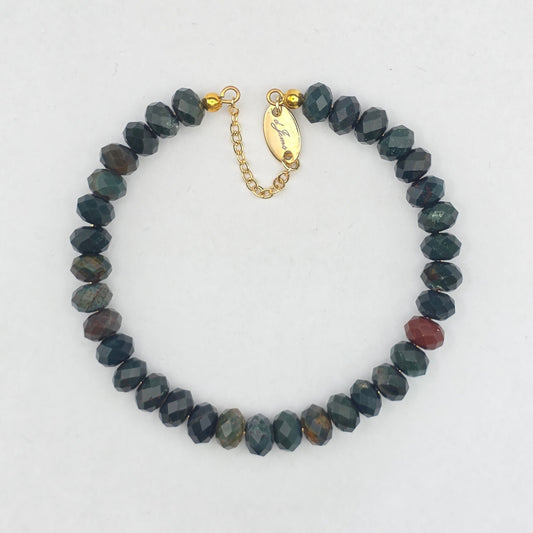 Blood Stone Faceted Rondelle Bracelet