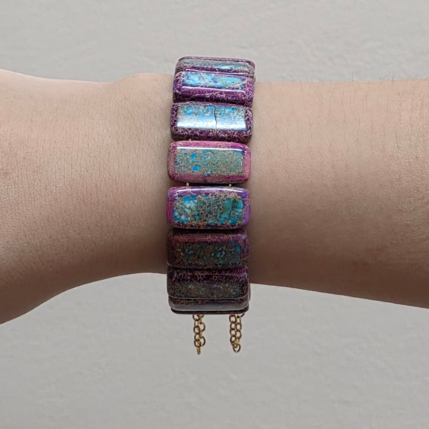 Purple Imperial Jasper Rectangle Bangle Bracelet