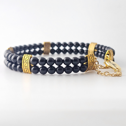 Black Onyx 4mm Double Strand Bracelet