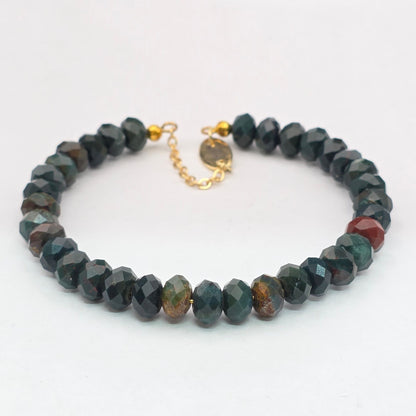 Blood Stone Faceted Rondelle Bracelet