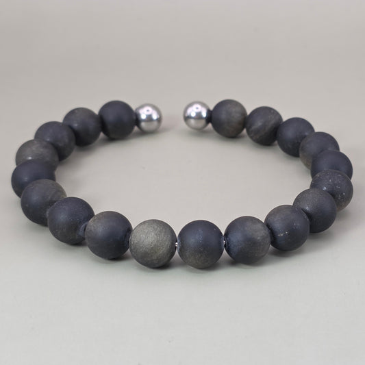 Frosted Black Obsidian Men’s Bracelet
