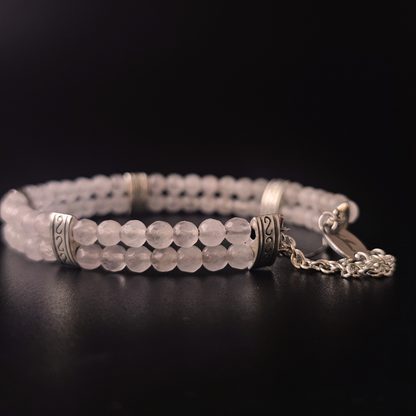 Rose Quartz Faceted 4mm Double Strand Bracelet