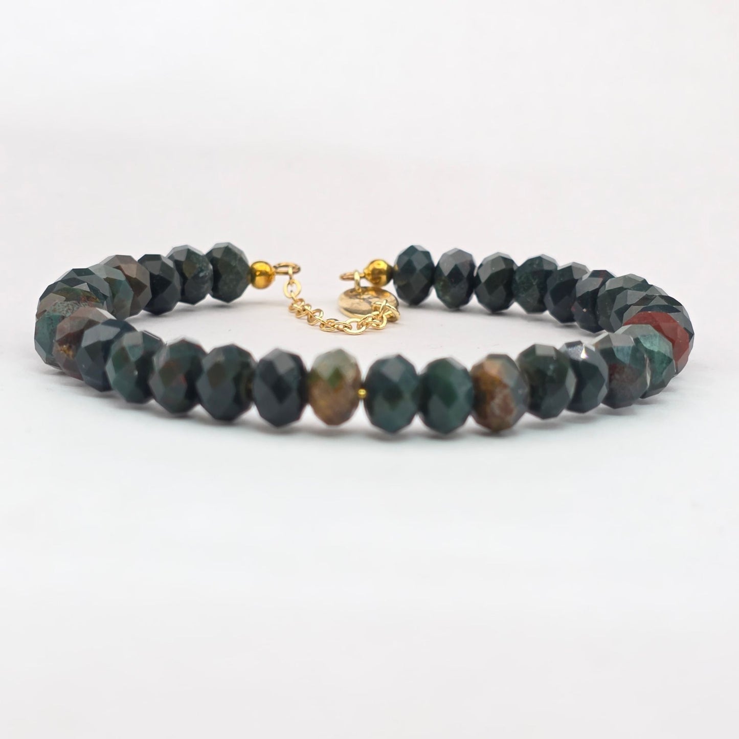 Blood Stone Faceted Rondelle Bracelet