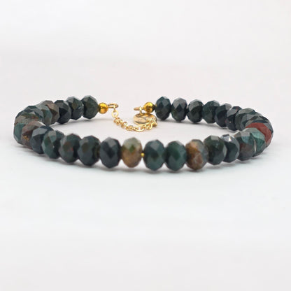 Blood Stone Faceted Rondelle Bracelet