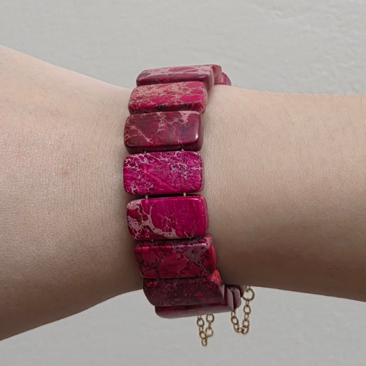 Crimson Imperial Jasper Rectangle Bangle Bracelet