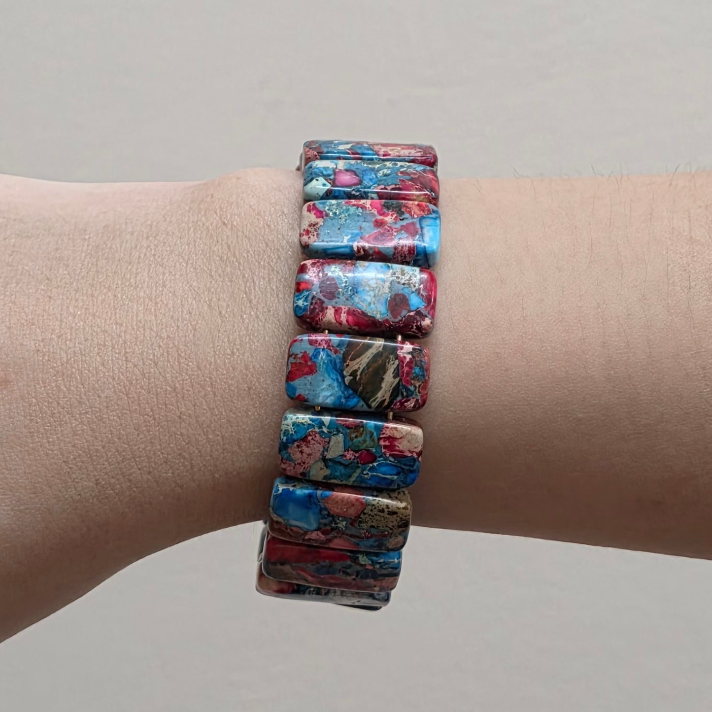 Imperial Colorful Jasper Rectangle Bangle Bracelet