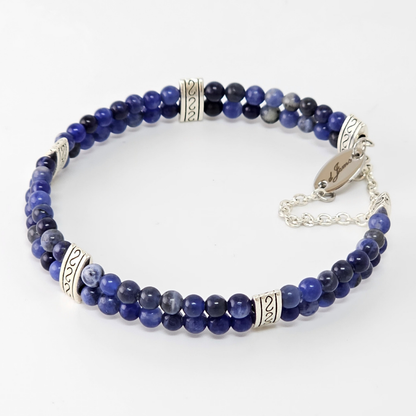 Sodalite 4mm Double Strand Bracelet