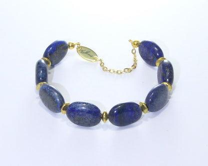 Lapis Lazuli Oval Bracelet with Spacers – Handmade Jewelry by dJems