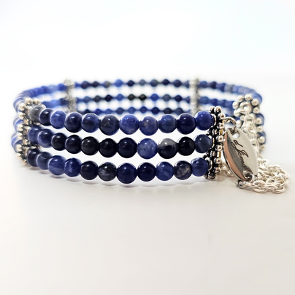 Sodalite 4mm Triple Strand Bracelet