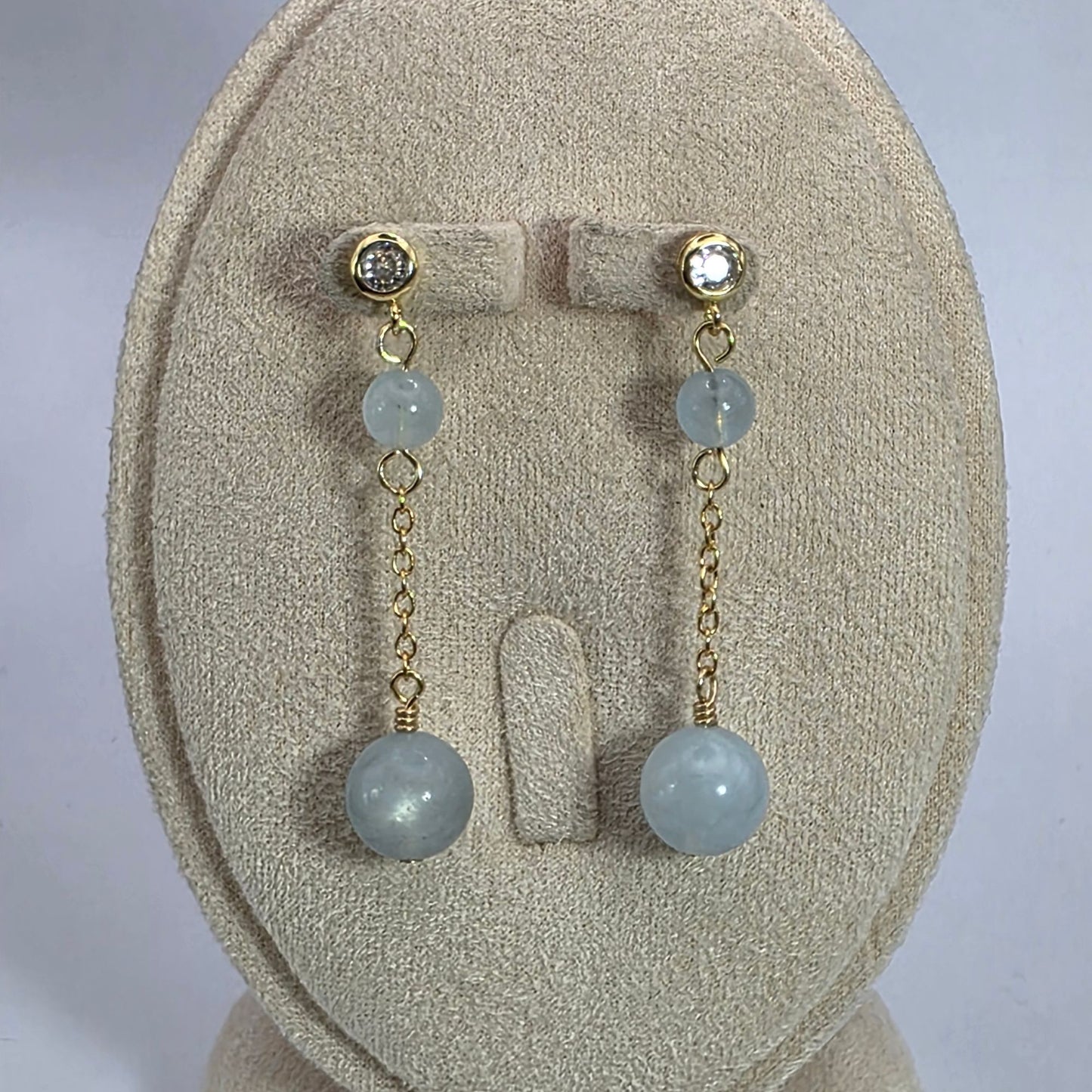 Aquamarine Dangle Earrings - Genuine Blue-Green Gemstone Drops