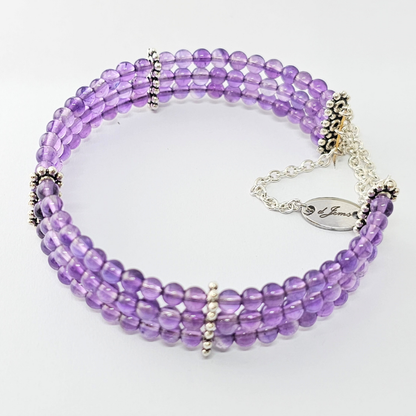 Amethyst 4mm Triple Strand Bracelet