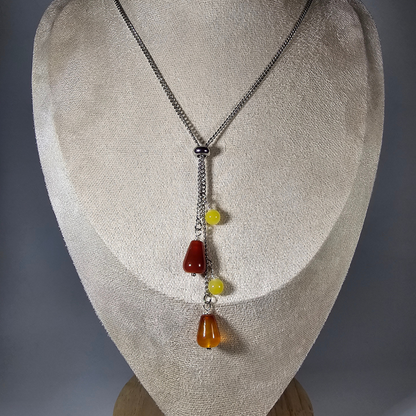 Red Agate Carnelian & Yellow Agate Necklace- Athena
