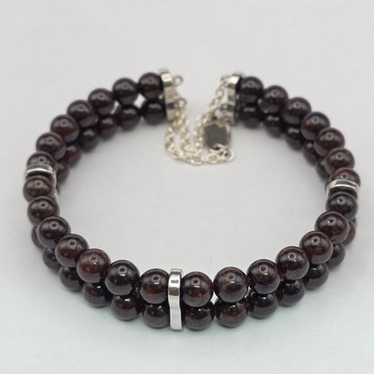 Garnet 6mm Double Strand Bracelet