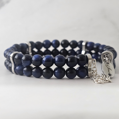 Blue Tiger’s Eye 6mm Double Strand Bracelet