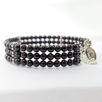 Garnet 4mm Triple Strand Bracelet