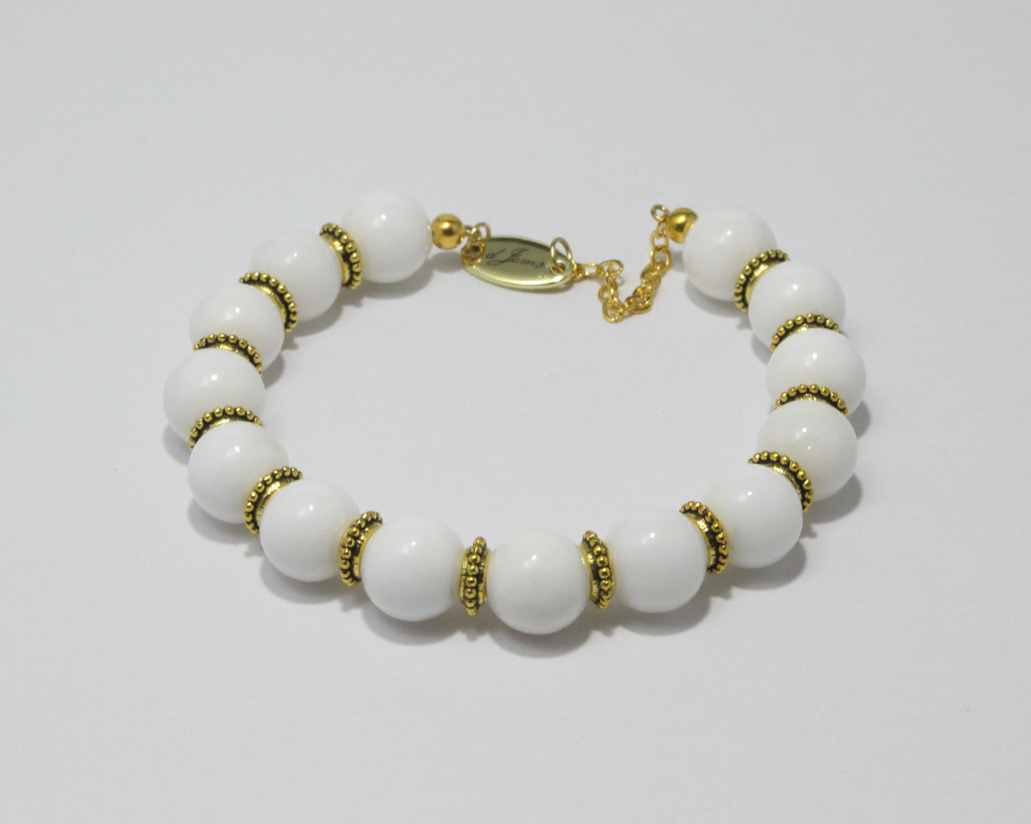 White Angelite Bracelet with Spacers
