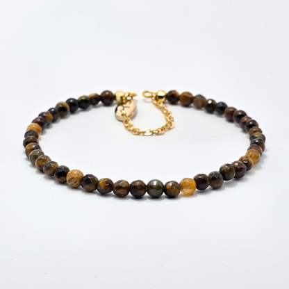 Brown Tigers Eye Facetted 4mm Sigle Strand