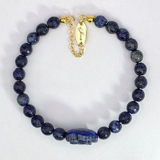 Lapis Lazuli Rose Charmed Bracelet