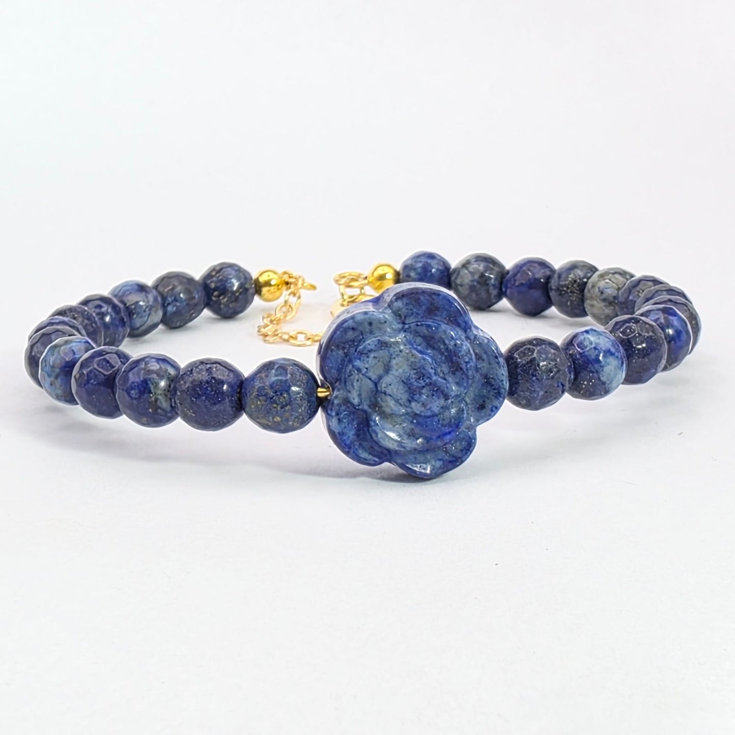 Lapis Lazuli Rose Charmed Bracelet