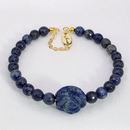 Lapis Lazuli Rose Charmed Bracelet