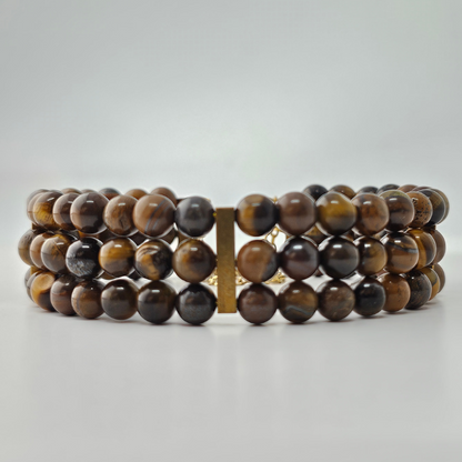 Brown Tigers Eye 6mm Triple Strand Bracelet