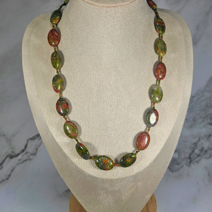 Unakite Oval Beaded Necklace