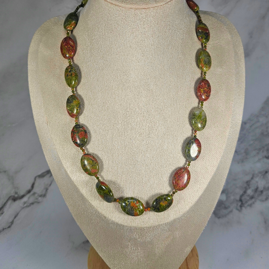 Unakite Oval Beaded Necklace