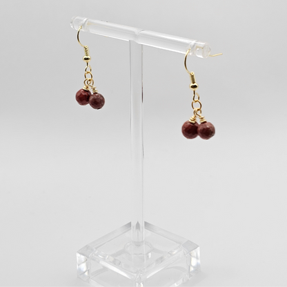 Red Jasper Drop Earrings | 6mm Earthy Red Gemstone Beads | dJems