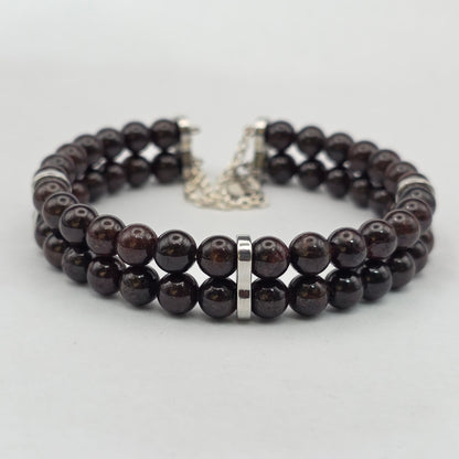 Garnet 6mm Double Strand Bracelet