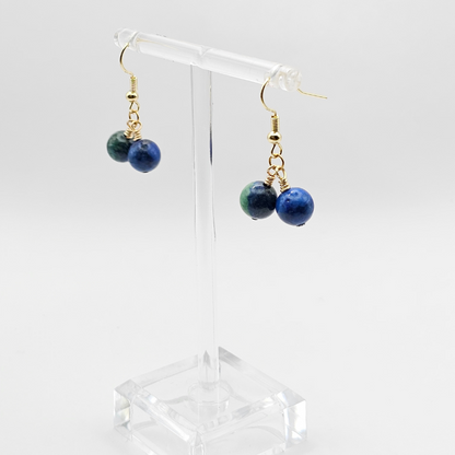 Azurite Drop Earrings- Gold
