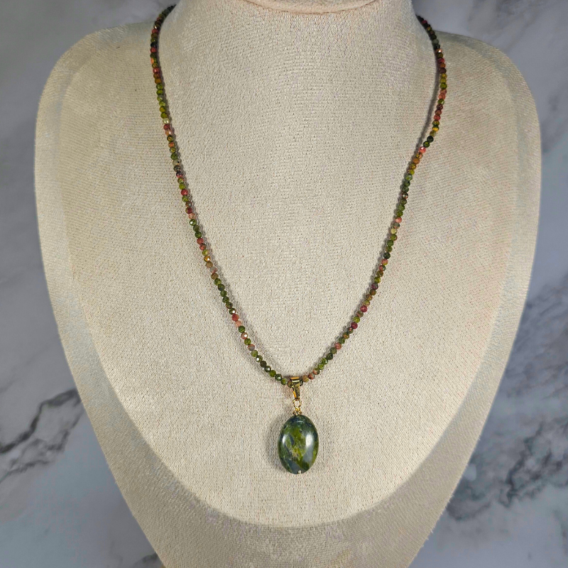 Unakite Necklace with Pendant
