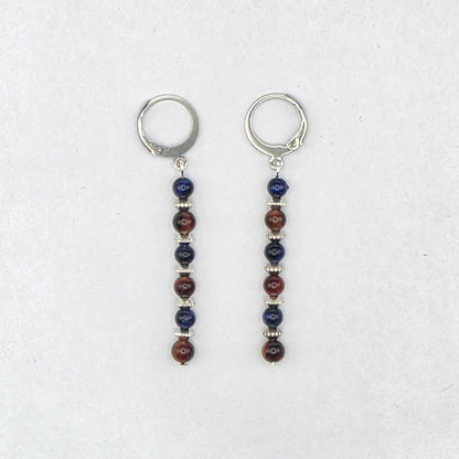 Blue and Red Tiger's Eye Dangle Earrings