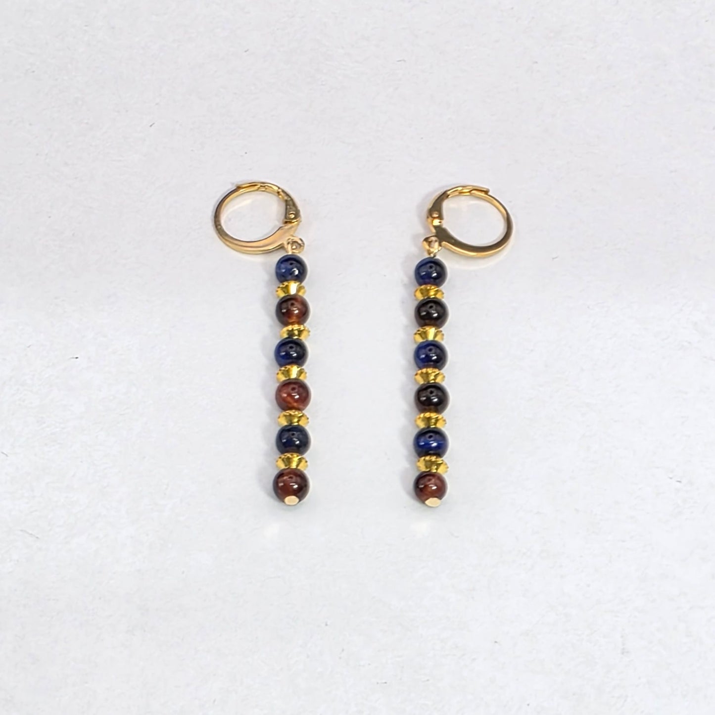 Blue and Red Tiger's Eye Dangle Earrings