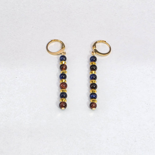 Blue and Red Tiger's Eye Dangle Earrings
