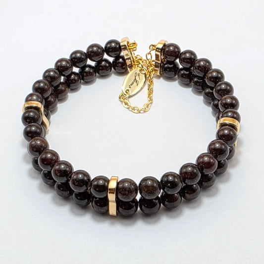 Garnet 6mm Double Strand Bracelet