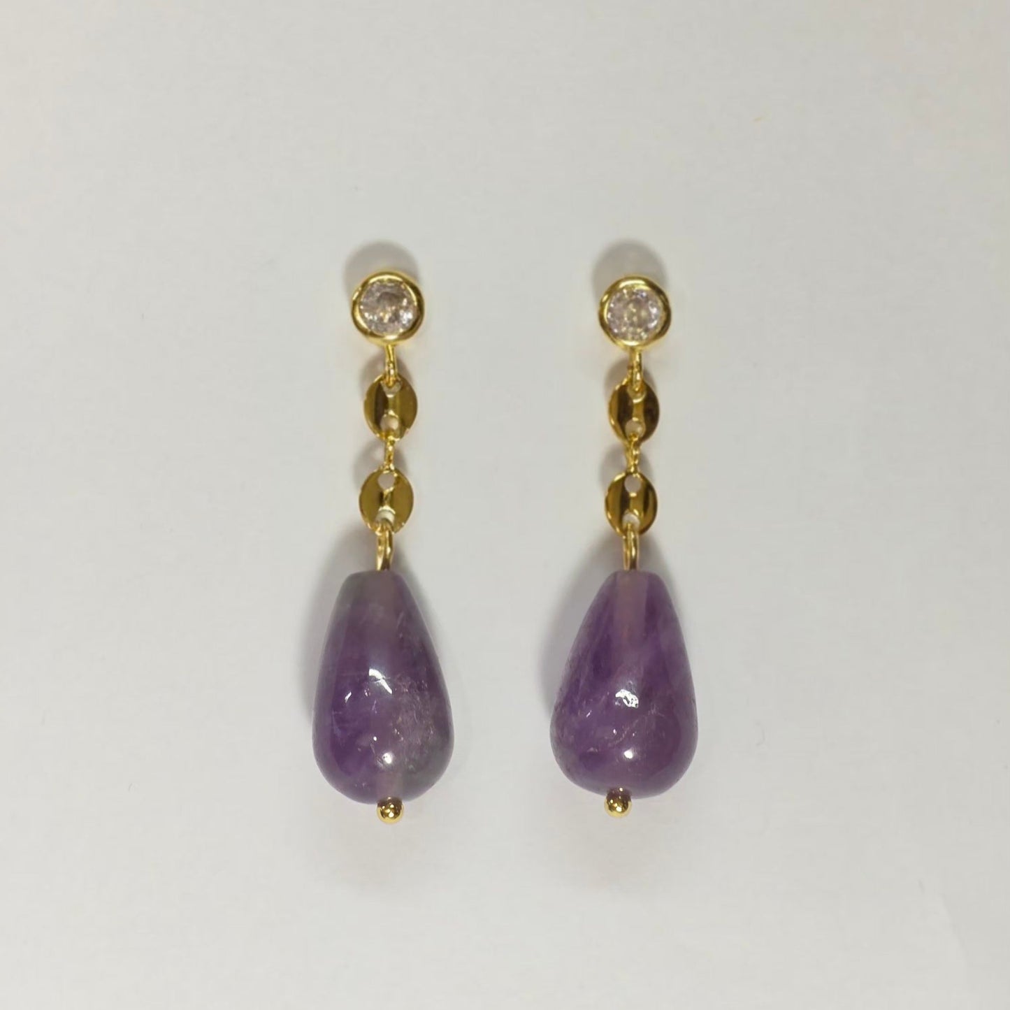 Amethyst Teardrop Dangle Earrings