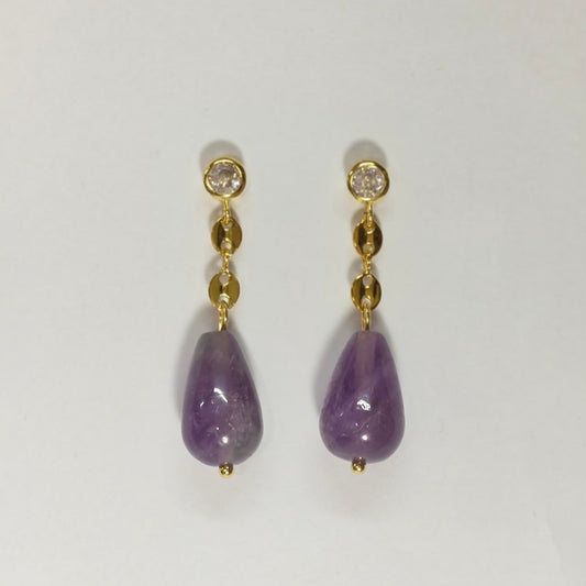 Amethyst Teardrop Dangle Earrings