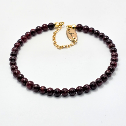 Garnet 4mm Single Strand Bracelet
