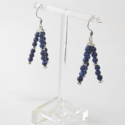 Sodalite Triple Strand Earrings