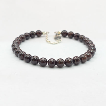Garnet 6mm Single Strand Bracelet