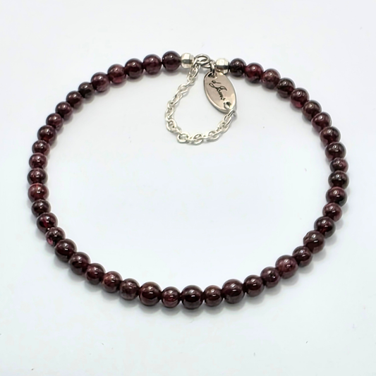 Garnet 4mm Single Strand Bracelet