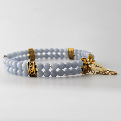 Angelite 4mm Double Strand Bracelet